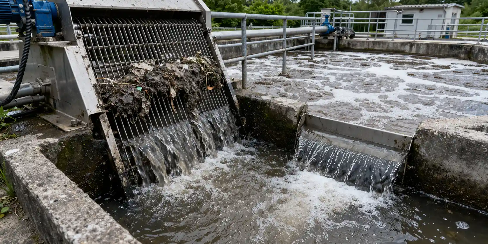 eliminacion solidos agua planta tratamiento aguas residuales